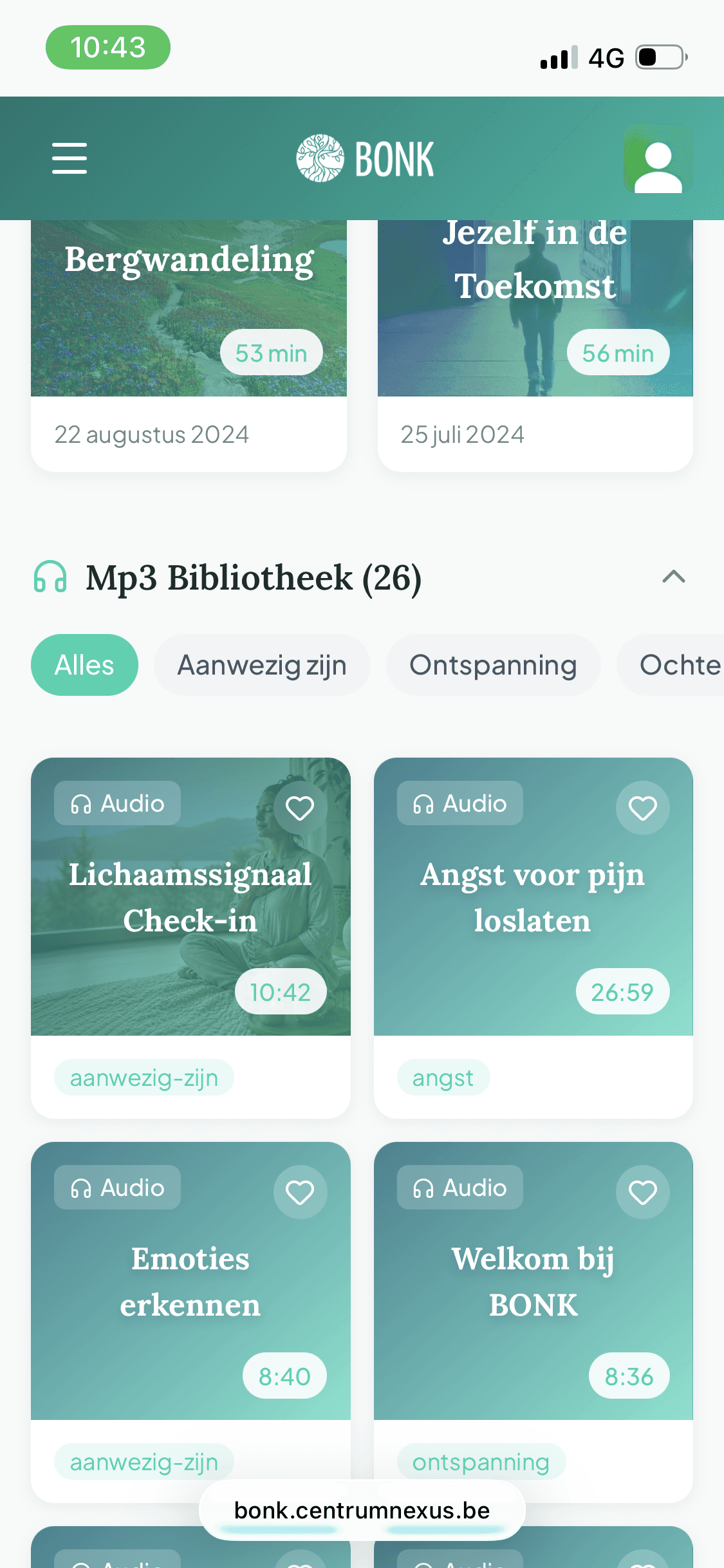 Screenshot van het BONK-platform op iPhone